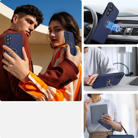 Husă pentru Samsung Galaxy S23 FE, inel multifuncțional 360°, Protecție Militară Antișoc, Blue [2]