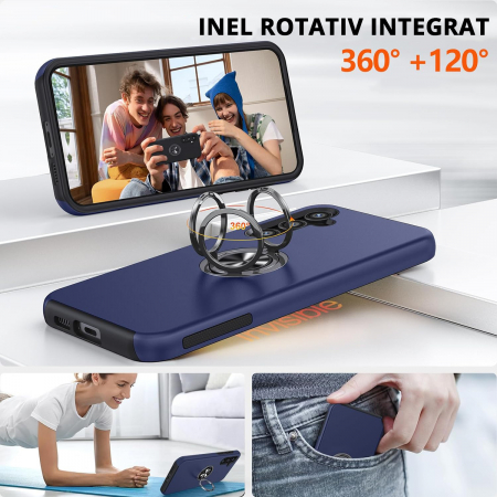 Husă pentru Samsung Galaxy S23 FE, inel multifuncțional 360°, Protecție Militară Antișoc, Blue [6]