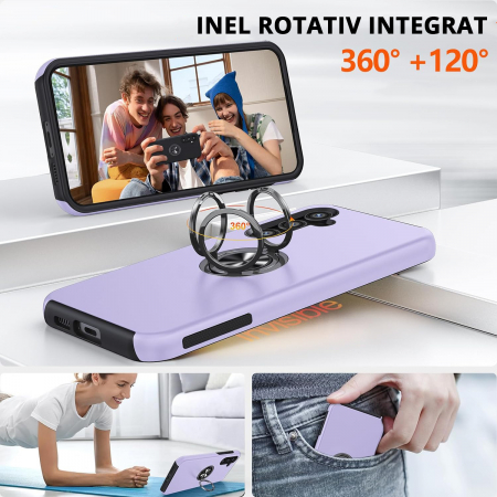 Husă pentru Samsung Galaxy S23 FE, inel multifuncțional 360°, Protecție Militară Antișoc, Purple [6]