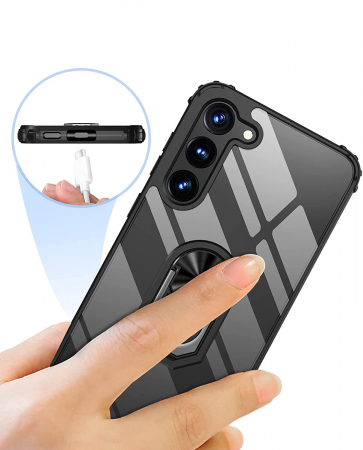 Husă pentru Samsung Galaxy S23, Hybrid Antișoc, inel multifuncțional 360°, Negru [6]