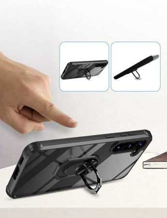 Husă pentru Samsung Galaxy S23 PLUS, Hybrid Antișoc, inel multifuncțional 360°, Negru [6]
