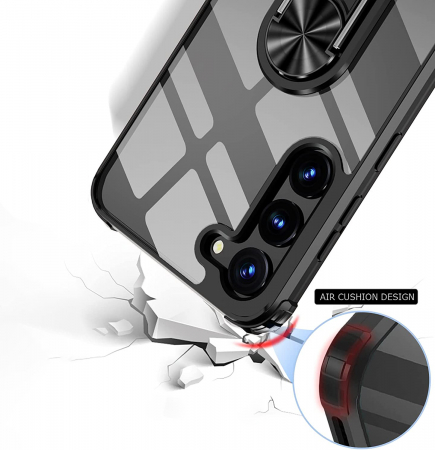 Husă pentru Samsung Galaxy S23 PLUS, Hybrid Antișoc, inel multifuncțional 360°, Negru [1]