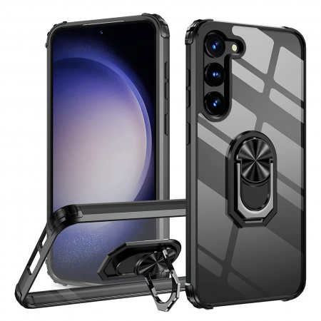 Huse Samsung Galaxy S23 Plus - Husă pentru Samsung Galaxy S23 PLUS, Hybrid Antișoc, inel multifuncțional 360°, Negru