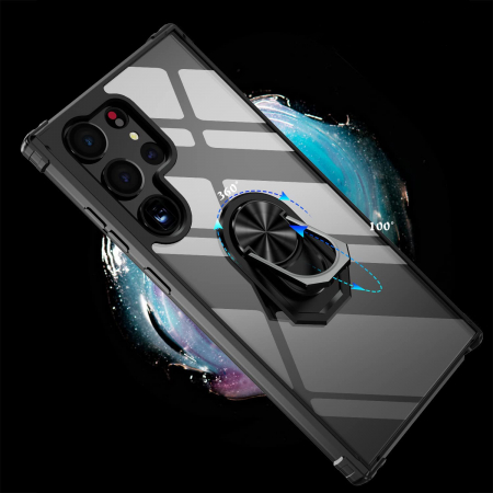 Husă pentru Samsung Galaxy S23 ULTRA, Hybrid Antișoc, inel multifuncțional 360°, Negru [6]