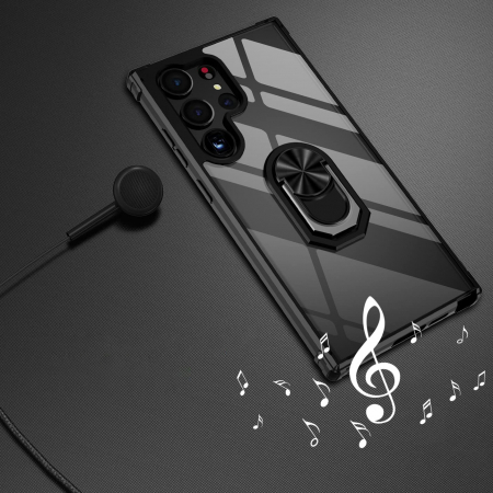 Husă pentru Samsung Galaxy S23 ULTRA, Hybrid Antișoc, inel multifuncțional 360°, Negru [5]