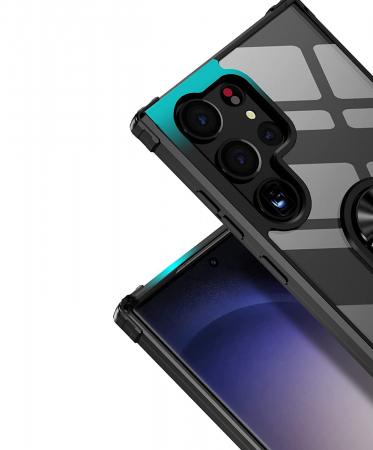 Husă pentru Samsung Galaxy S23 ULTRA, Hybrid Antișoc, inel multifuncțional 360°, Negru [4]