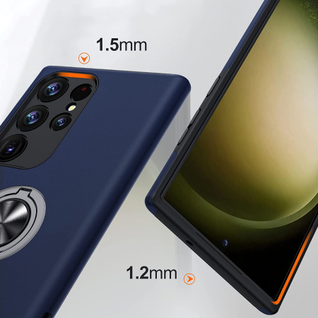 Husă pentru Samsung Galaxy S23 ULTRA, inel multifuncțional 360°, Protecție Militară Antișoc, Blue [1]