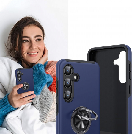 Husă pentru Samsung Galaxy S24 FE, inel multifuncțional 360°, Protecție Militară Antișoc, Blue [7]