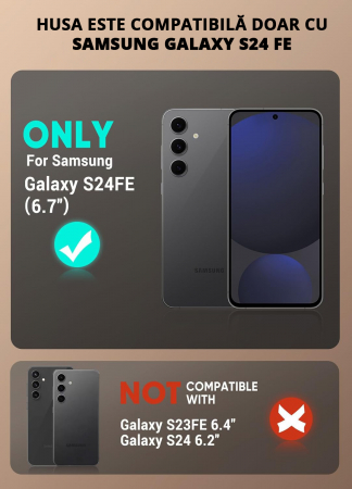 Husă pentru Samsung Galaxy S24 FE, inel multifuncțional 360°, Protecție Militară Antișoc, Blue [1]