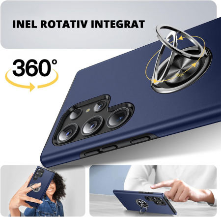 Husă pentru Samsung Galaxy S24 ULTRA, inel multifuncțional 360°, Protecție Militară Antișoc, Blue [6]