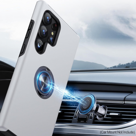 Husă pentru Samsung Galaxy S24 ULTRA, inel multifuncțional 360°, Protecție Militară Antișoc, Silver [5]