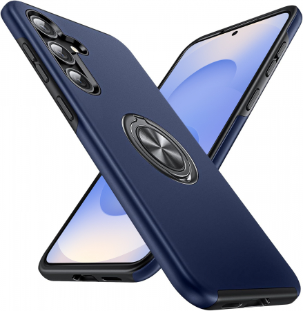 Huse Samsung Galaxy S25 Plus - Husă pentru Samsung Galaxy S25 PLUS, inel multifuncțional 360°, Protecție Militară Antișoc, Blue
