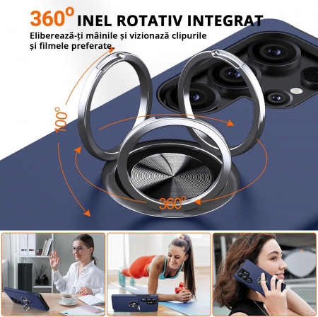 Husă pentru Samsung Galaxy S25 ULTRA, inel multifuncțional 360°, Protecție Militară Antișoc, Blue [4]