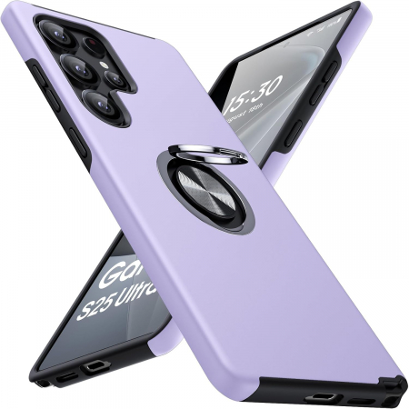 Huse Samsung Galaxy S25 Ultra - Husă pentru Samsung Galaxy S25 ULTRA, inel multifuncțional 360°, Protecție Militară Antișoc, Purple