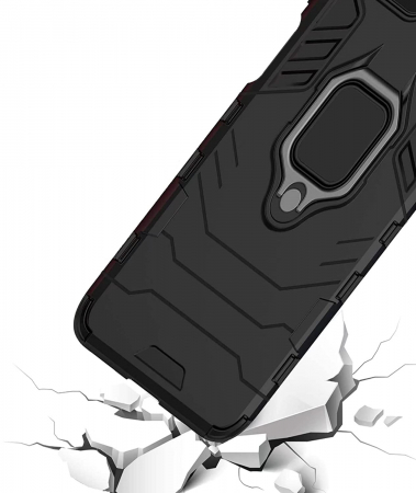 Husa pentru Xiaomi Redmi Note 11, Hybrid Antisoc, carcasa cu inel rotativ 360 si Kickstand, Negru [1]