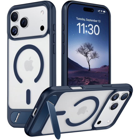 Huse iPhone 17 Pro Max - Husă premium pentru iPhone 17 PRO MAX, MobileSmart, MagSafe, suport ascuns și protecție militară antișoc cu margini ridicate, Blue