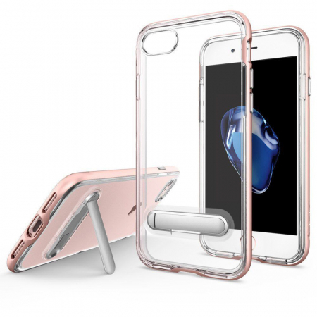 Husa protectie Iphone 7 Plus cu Kickstand magnetic, Transparenta / Rose-gold [4]