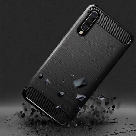 Husa Samsung Galaxy A50, Slim Armor Carbon, carcasa spate Antisoc, Negru [1]