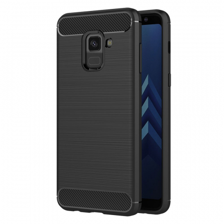 Husa Samsung Galaxy A8 2018, Slim Armor Carbon, carcasa spate Antisoc, Negru [0]