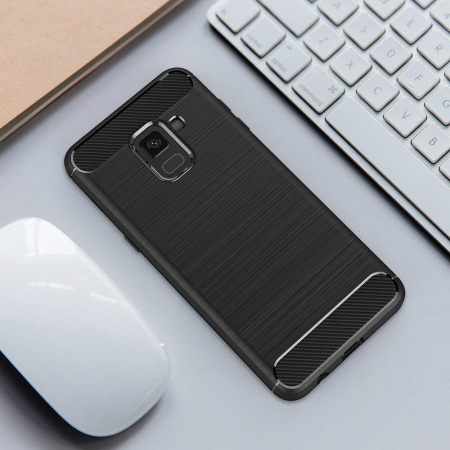 Husa Samsung Galaxy A8 2018, Slim Armor Carbon, carcasa spate Antisoc, Negru [2]