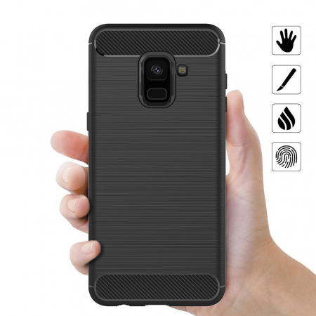 Husa Samsung Galaxy A8 2018, Slim Armor Carbon, carcasa spate Antisoc, Negru [4]