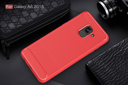 Husa Samsung Galaxy A8 2018, Slim Armor Carbon, carcasa spate Antisoc, Rosu [1]