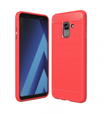 Huse Samsung - Husa Samsung Galaxy A8 2018, Slim Armor Carbon, carcasa spate Antisoc, Rosu