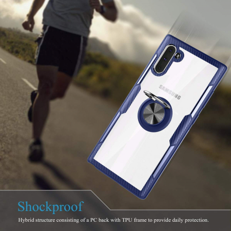 Husa Samsung Galaxy Note 10, Hybrid Antisoc, carcasa cu inel rotativ 360 si Kickstand, Blue [5]
