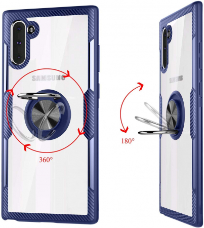 Husa Samsung Galaxy Note 10, Hybrid Antisoc, carcasa cu inel rotativ 360 si Kickstand, Blue [1]