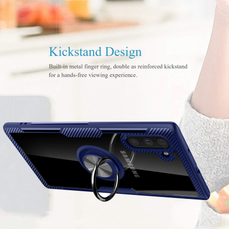 Husa Samsung Galaxy Note 10, Hybrid Antisoc, carcasa cu inel rotativ 360 si Kickstand, Blue [2]
