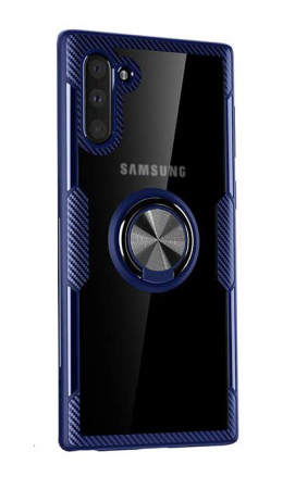 Huse Samsung Galaxy Note 10 - Husa Samsung Galaxy Note 10, Hybrid Antisoc, carcasa cu inel rotativ 360 si Kickstand, Blue