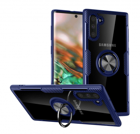Husa Samsung Galaxy Note 10, Hybrid Antisoc, carcasa cu inel rotativ 360 si Kickstand, Blue [4]