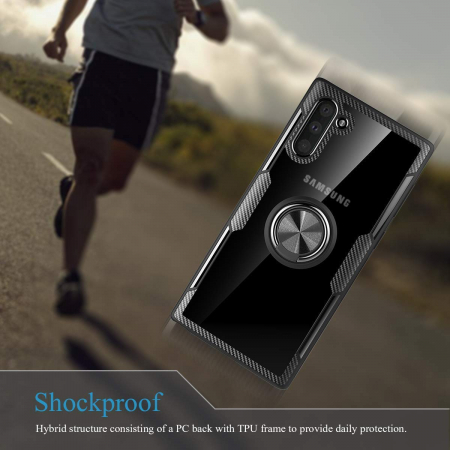 Husa Samsung Galaxy Note 10, Hybrid Antisoc, carcasa cu inel rotativ 360 si Kickstand, Negru [3]