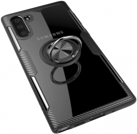 Husa Samsung Galaxy Note 10, Hybrid Antisoc, carcasa cu inel rotativ 360 si Kickstand, Negru [5]