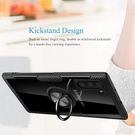 Husa Samsung Galaxy Note 10, Hybrid Antisoc, carcasa cu inel rotativ 360 si Kickstand, Negru [1]
