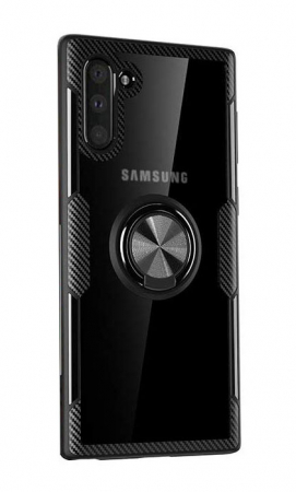 Husa Samsung Galaxy Note 10, Hybrid Antisoc, carcasa cu inel rotativ 360 si Kickstand, Negru [0]