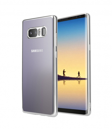 Huse Samsung Galaxy Note 8 - Husa Samsung Galaxy Note 8, Silicon ultraslim, cu spate transparent si cadru, Silver