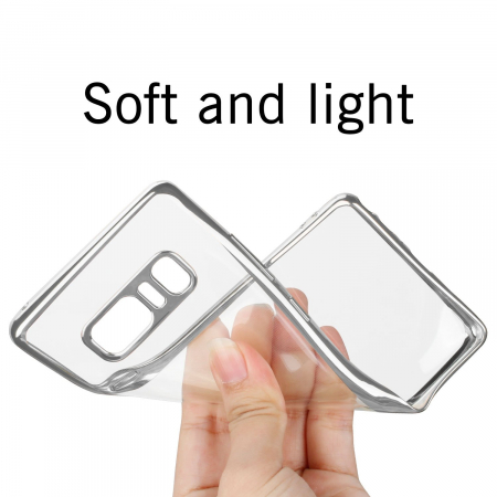 Husa Samsung Galaxy Note 8, Silicon ultraslim, cu spate transparent si cadru, Silver [1]