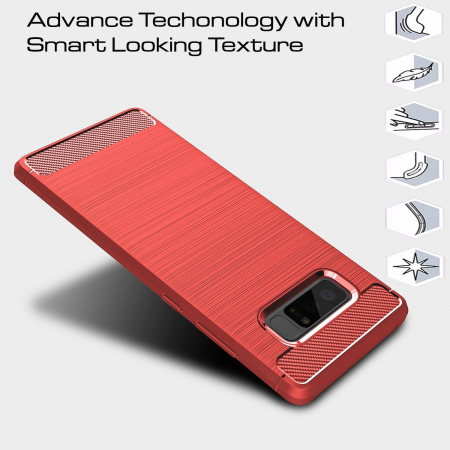 Husa Samsung Galaxy Note 8, Slim Armor Carbon, carcasa spate Antisoc, Rosu [1]