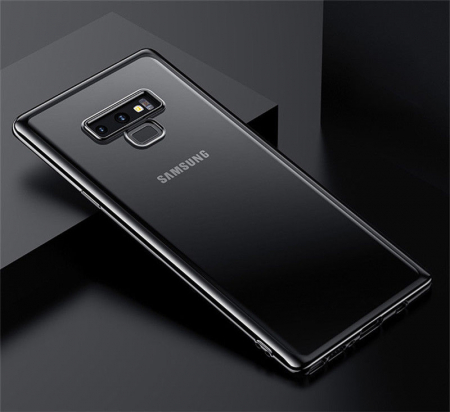 Husa Samsung Galaxy Note 9, Silicon ultraslim, cu spate transparent si cadru, Negru [2]