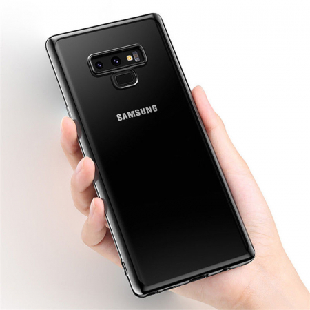 Husa Samsung Galaxy Note 9, Silicon ultraslim, cu spate transparent si cadru, Silver [1]
