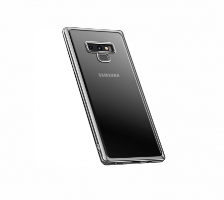 Huse Samsung Galaxy Note 9 - Husa Samsung Galaxy Note 9, Silicon ultraslim, cu spate transparent si cadru, Silver