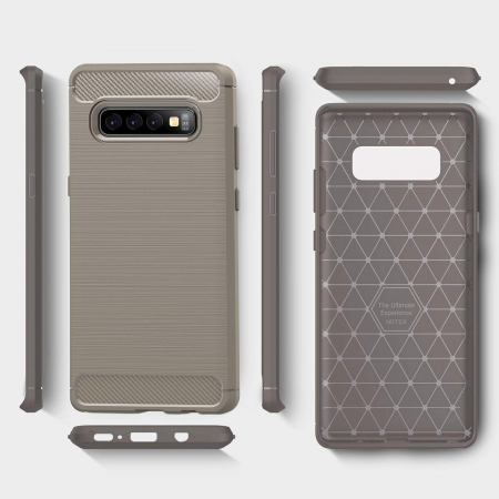Husa Samsung Galaxy S10, Slim Armor Carbon, carcasa spate Antisoc, Gri [2]