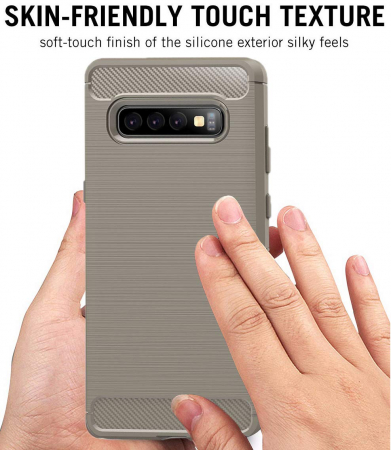 Husa Samsung Galaxy S10, Slim Armor Carbon, carcasa spate Antisoc, Gri [3]