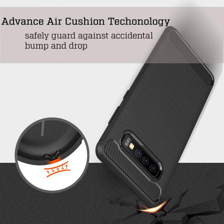 Husa Samsung Galaxy S10, Slim Armor Carbon, carcasa spate Antisoc, Negru [2]