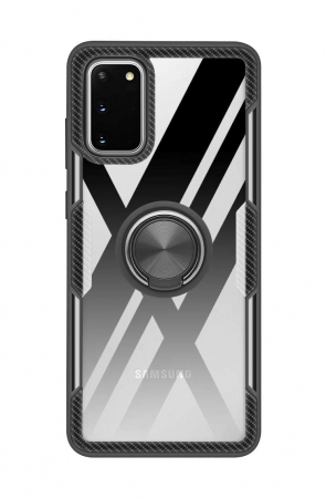 Huse Samsung Galaxy S20 - Husa Samsung Galaxy S20, Hybrid Antisoc, carcasa cu inel rotativ 360 si Kickstand, Negru