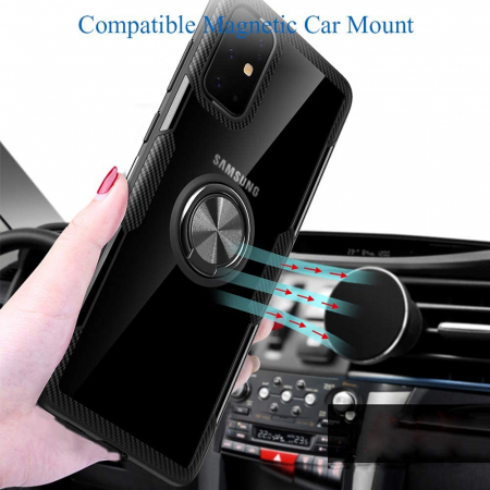 Husa Samsung Galaxy S20, Hybrid Antisoc, carcasa cu inel rotativ 360 si Kickstand, Negru [2]