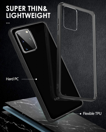 Husa Samsung Galaxy S20, Hybrid Antisoc, carcasa spate PC cu cadru, Negru [1]