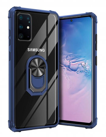 Mobilesmart - Husa Samsung Galaxy S20 PLUS, Hybrid Antisoc, carcasa cu bumper, inel rotativ 360 si Kickstand, Blue