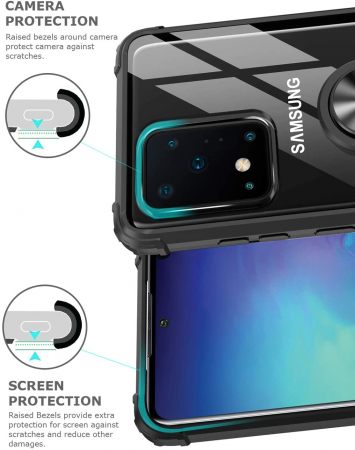 Husa Samsung Galaxy S20 ULTRA, Hybrid Antisoc, carcasa cu bumper, inel rotativ 360 si Kickstand, Negru [5]